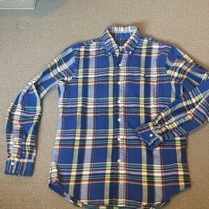 Polo Ralph Lauren Classic Fit Brushed Flannel Shirt, Blue Plaid 100% Cotton S/P